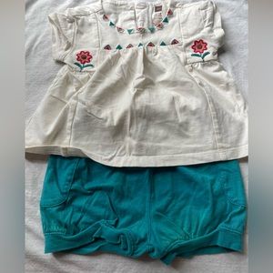 Tea Collection embroidered shirt and bubble short outfit. 12-18 month.